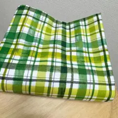 100＊50ｃ★USAコットン輸入生地★はぎれ布★水彩タッチのチェック柄グリーン