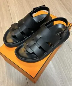 【美品】エルメス ドーハ DOHA サンダル メンズ 黒 サイズ41 付属品完備のサムネイル