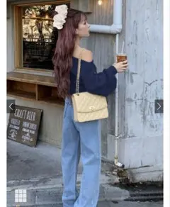 グレイル　オフショルダースウェットトップス[pm392] ネイビー