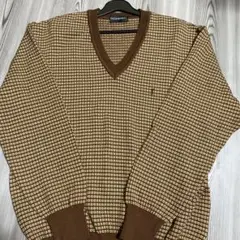 kna4 美品希少ヴィンテージ イヴ・サンローラン　幾何学模様Vネックニットのサムネイル