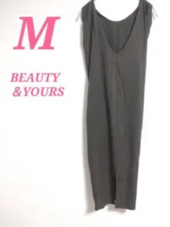 BEAUTY&YOUTH ノースリーブ ロングワンピース カーキ M スリット