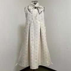 着物リメイク　正絹織り出し十日町紬タック入りジャンパースカート＊ミニスカーフ