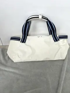 agnès b. ホワイト ボストンバッグ/ナイロン