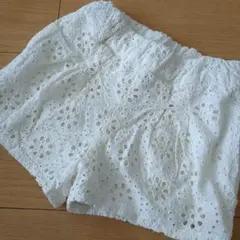 petit　main　ホワイト刺繍レースパンツ　90