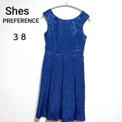 日本製　She's　シーズ高級　サテン　ジャガード　パーティードレス　М