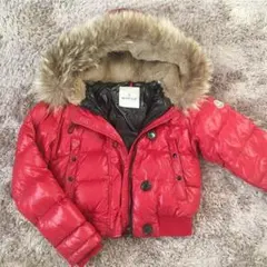 モンクレールダウン　レディース　ショート丈 ラビットファー レッド