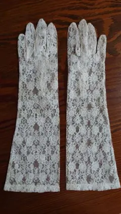 アイボリー 花柄レース ロンググローブ