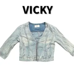 E21-15 VICKY デニムジャケット ショート丈 ブルー S