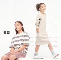 GIRLS ワッフルワンピース＆KIDS ボーダークルーネックTシャツ　140