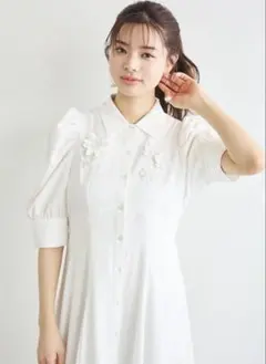 リリアンカラット　フラワーモチーフシャツワンピース