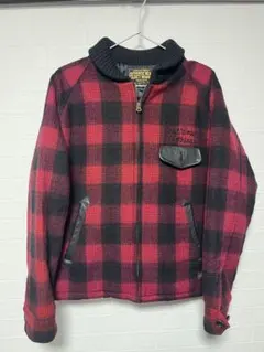美品 CLUCT クラクト フランネルジャケット 赤黒チェック M レザーのサムネイル