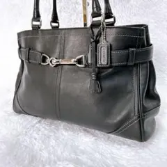 ✨COACH コーチ ハンプトンズ 本革 トートバッグ 黒 オールレザー Y2Kのサムネイル