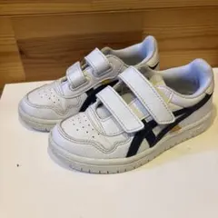 ASICS ベルクロスニーカー ホワイト/ネイビー＆イエロー17.5cm