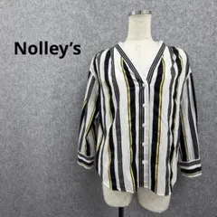 Nolley’s マルチストライプ シャツブラウス 白×黒×黄 38 古着 美品のサムネイル