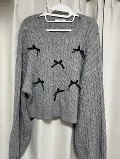 INGNIグレー ケーブルニット セーター