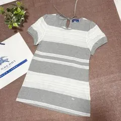 未使用 バーバリーブルーレーベル ボーダーカットソー バックリボン 半袖 38