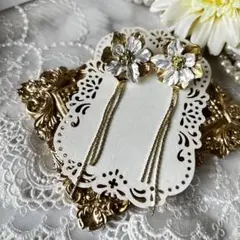 ☆❤️ 花　チェーン　ピアス　ハンドメイド