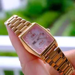 稼働 ORIENT オリエント 自動巻き 腕時計 ピンク文字盤のサムネイル