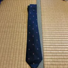 ネイビー ピンクドット柄 シルクネクタイ dunhill