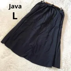 Java ジャバ フレアスカート ナイロン 黒 無地 シャカシャカ/Lのサムネイル