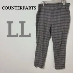 COUNTERPARTS 【LL】チェック柄 スラックス パンツ ウエストゴム