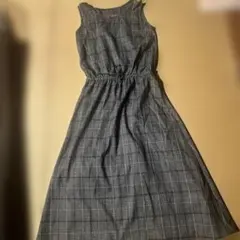 as know as グレー系チェック ノースリーブ ロングワンピース