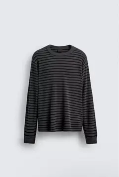 ZARA ワッフルニットベーシックTシャツ　ボーダー