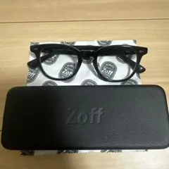 Zoff ブラック ラウンドメガネ ケース付き