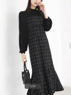 最終値下げ！MISCH MASCHラメツイードビスチェ風ドッキングワンピース　Ｍ