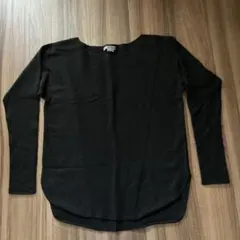 リブ編み 黒 長袖Tシャツ XS