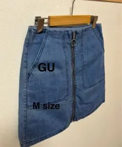 GU デニムフロントジップミニスカート Mサイズ ブルー