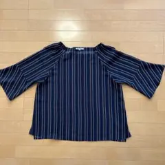 23区　マルチストライプ　シャツ　オンワード樫山　フレアスリーブ　ブラウス