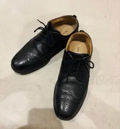 【26.5cm】COLE HAAN ロングウィングチップ メダリオン 黒