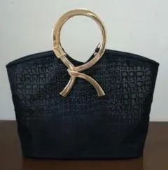 ロベルタ ディカメリーノ ゴールドハンドル バッグ（ブラック・透け感あり）