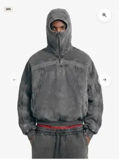FALMARAN KOMODO オーバーサイズ ハーフジップ パーカー ブラック 