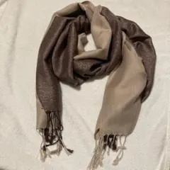 美品　パシュミナ＋シルク　大判マフラー ブラウン/ベージュ