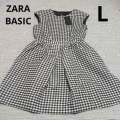 ZARA BASIC ザラベーシック　チェック柄 ノースリーブ　ワンピース L