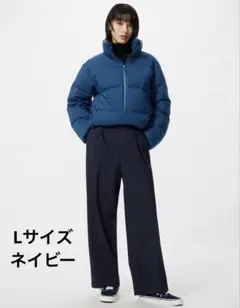 【最終値下げ】UNIQLO タックワイドパンツ　スラックス　ネイビー