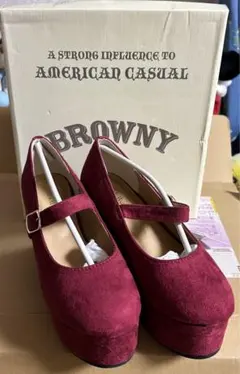 WEGO BROWNY スエードタッチパンプス ワイン Ｌのサムネイル