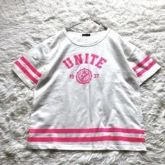 Double Focus ◇半袖Tシャツ （M）ホワイト/ピンク