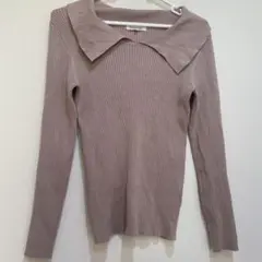 ナチュラルビューティーベーシック襟付きニットベージュM