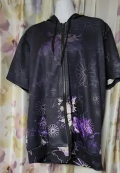 NieRClothing◆半袖ジッパーフードパーカー和柄九尾