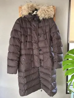 MONCLER モンクレール ファー付きロングダウンコート ブラウン　サイズ I