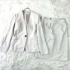 PLST プラステ ノーカラージャケット スカートスーツ XS/S ベージュ