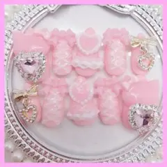 ♡現品 量産型 ネイルチップ 地雷系 平成女児 ゆめかわ 姫系 ピンク