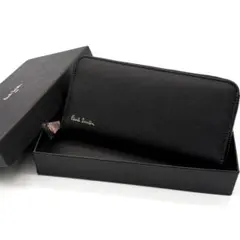 【新品未使用】ポールスミス 長財布 ジップストローグレイン ブラック 箱付き