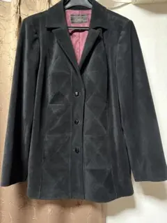 レリアン　スエード 黒ジャケット 三角形パターン