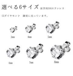 選べる6サイズ！ノーマル商品！医学用ステンレス1ポイントピアス両耳