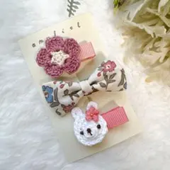 ベビー キッズ ヘアクリップ うさぎ りぼん 花 No.96