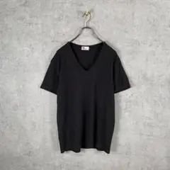 【美品古着】EDWIN Tシャツ 半袖 Ｖネック 透け感あり M ブラック